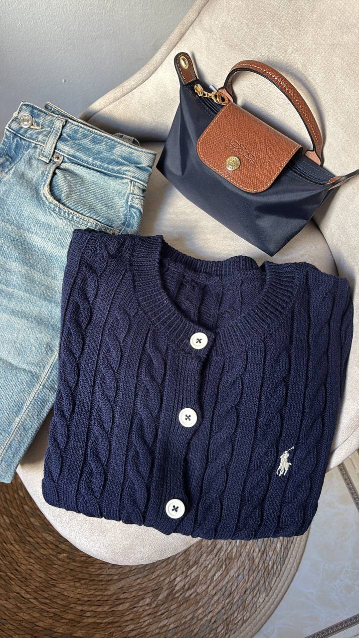 Cardigan Torsadé Marine - Polo Ralph Lauren