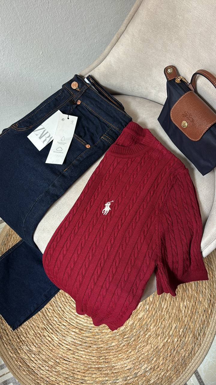 Pull Torsadé Col Roulé Bordeaux - Polo Ralph Lauren