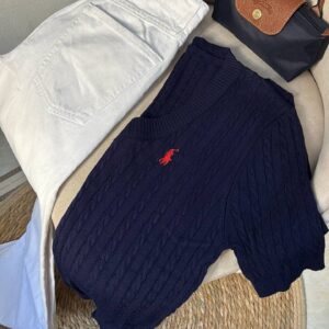Pull Torsadé Col Roulé Marine - Polo Ralph Lauren