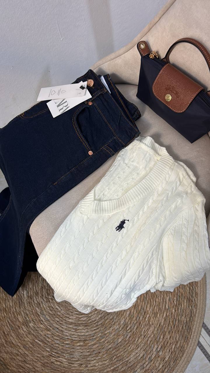 Pull Torsadé Col Rond Crème - Polo Ralph Lauren