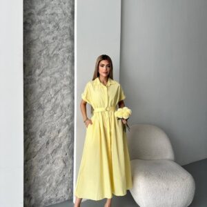 Robe Chemise Midi Jaune - Style Estival Chic