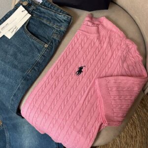 Pull Torsadé Col Roulé Rose - Polo Ralph Lauren