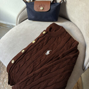 Brown Polo Cardigan – Long Sleeves
