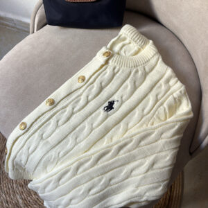 White Polo Cardigan – Long Sleeves