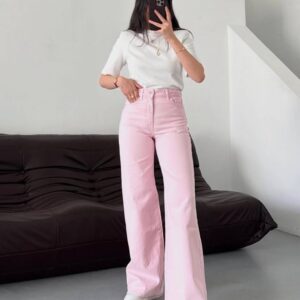 Pink denim Zara wide leg 120cm