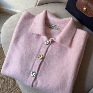 Sparkle Short-Sleeve Cardigan - pinky