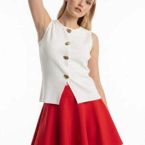 Elegant White Buttoned Top