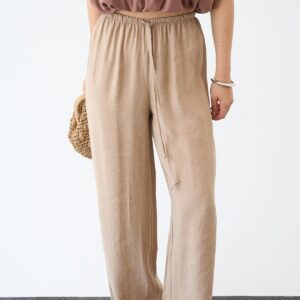 Linen Blend Wide-Leg Pants
