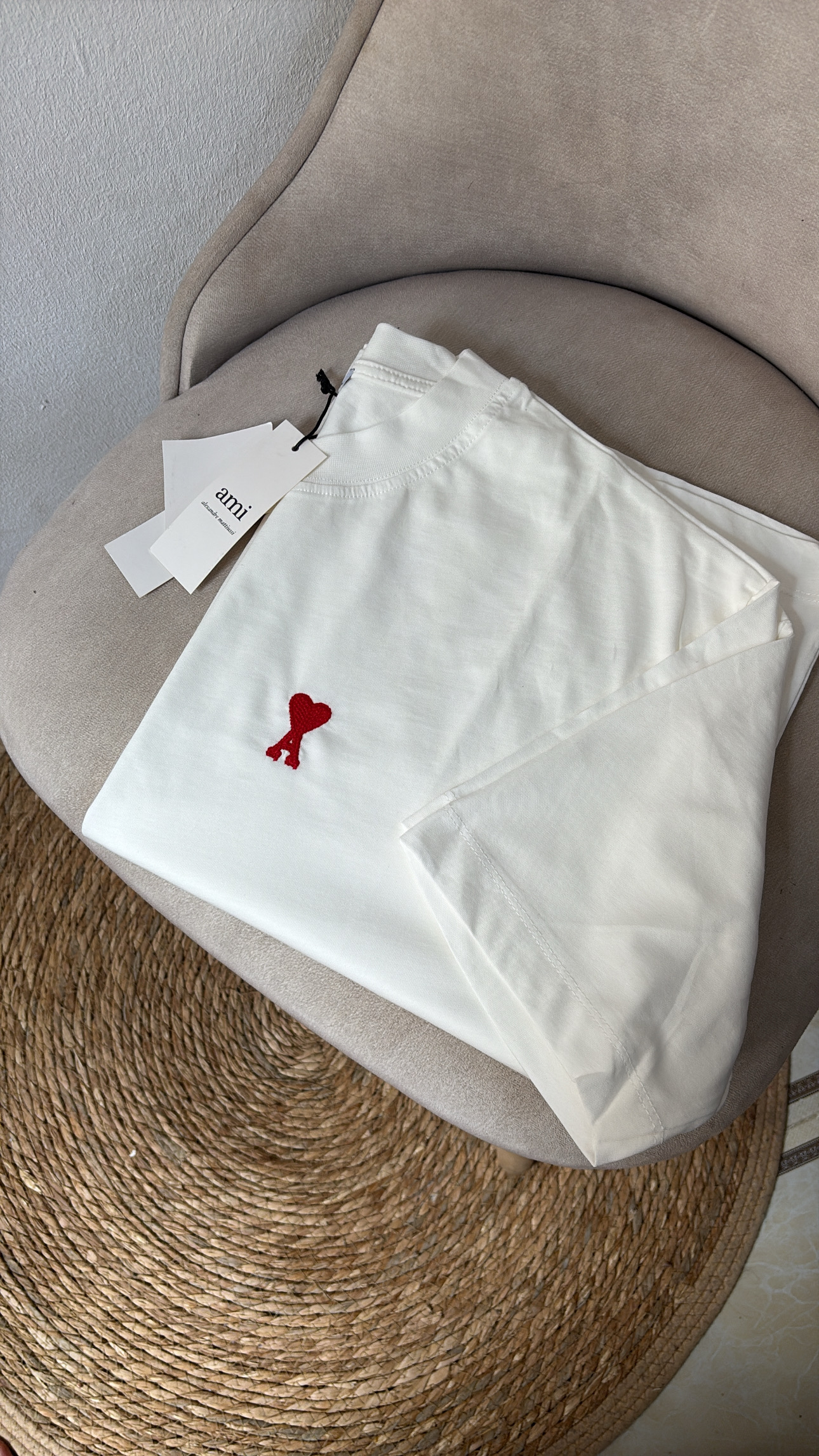 AMI Paris Heart Logo T-Shirt – White - Image 2