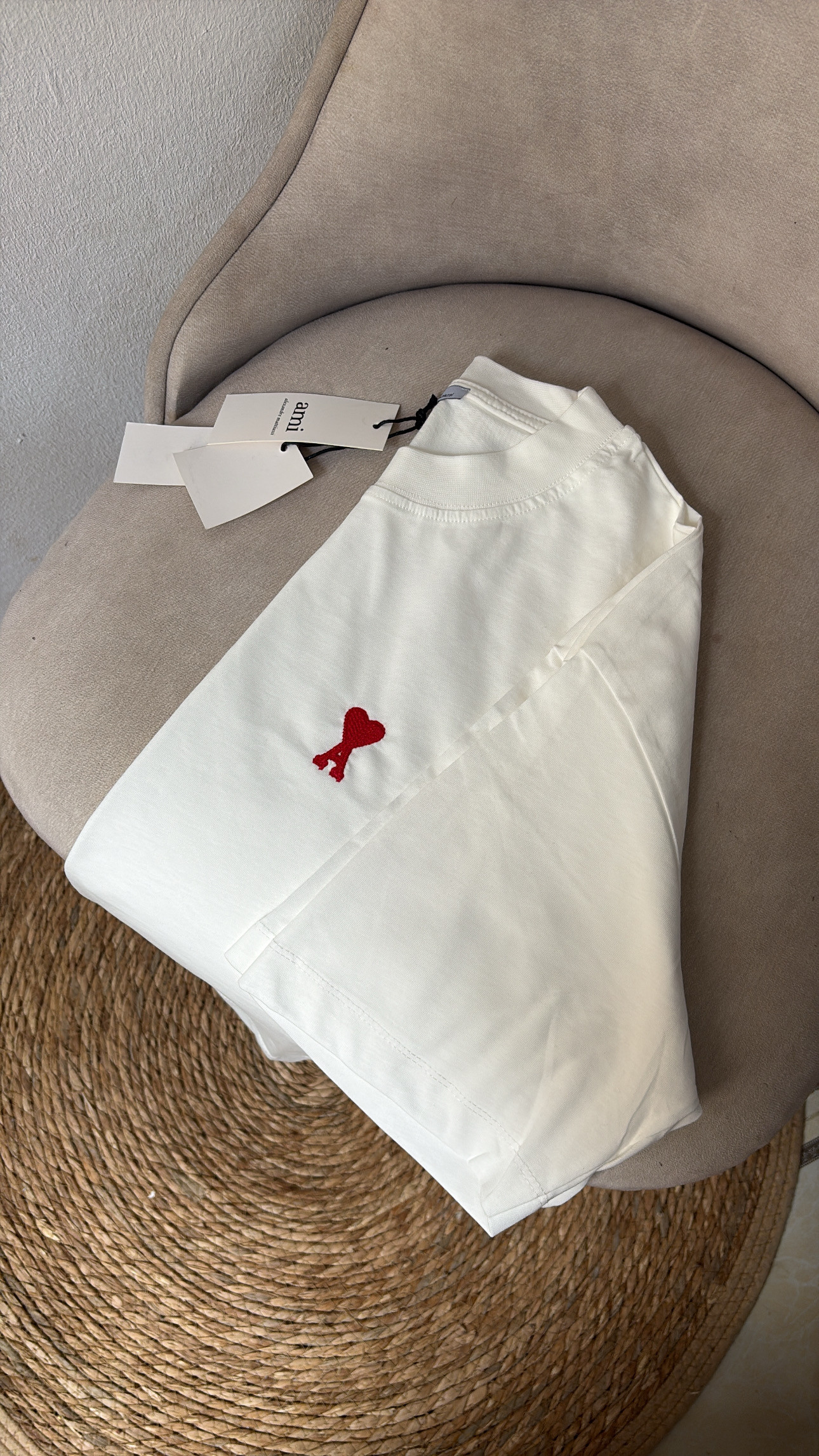 AMI Paris Heart Logo T-Shirt – White - Image 4