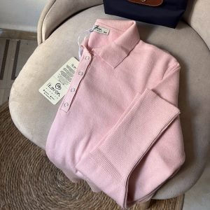 Classic Collar Knit Top- pink
