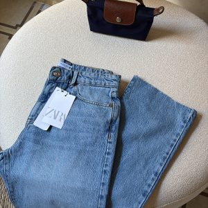 **Zara Straight\-Leg Denim – Light Blue**