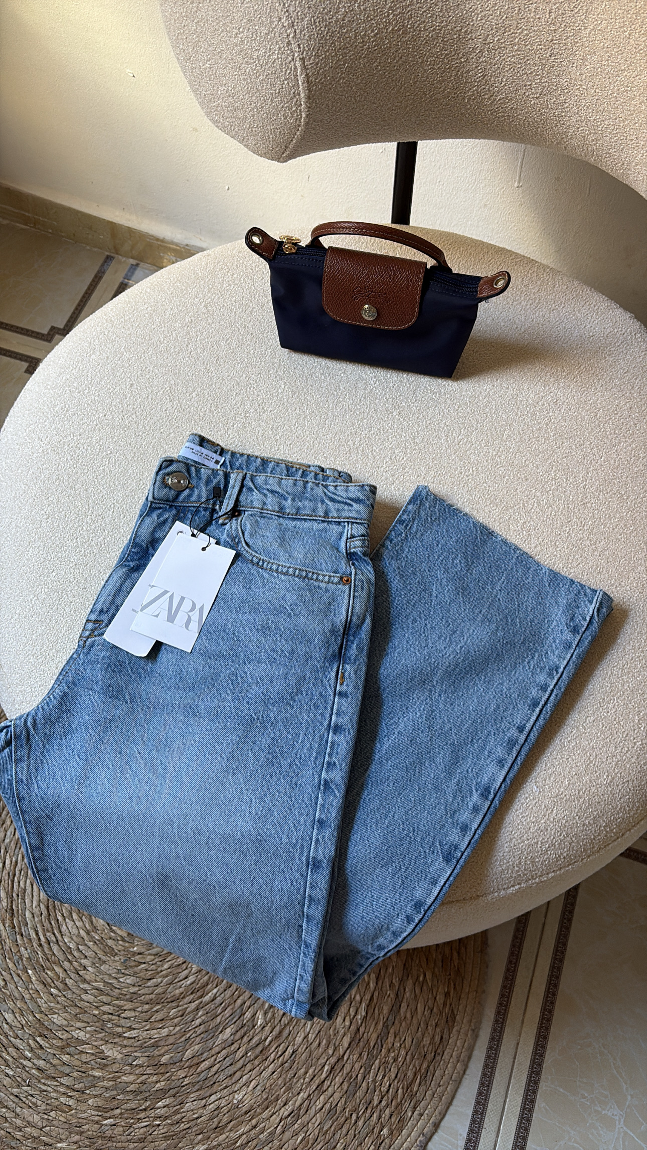 **Zara Straight\-Leg Denim – Light Blue**