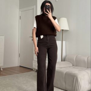 Brown Wide-Leg Denim